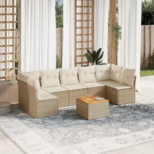 Maison exclusive - salon de jardin avec coussins 8 pcs beige résine tressée