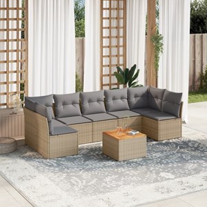 Maison exclusive - salon de jardin avec coussins 8pcs mélange beige résine tress