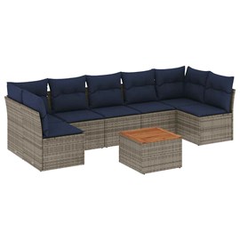 Maison exclusive - salon de jardin 8 pcs avec coussins gris résine tressée