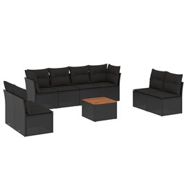 Maison exclusive - salon de jardin 9 pcs avec coussins noir résine tressée