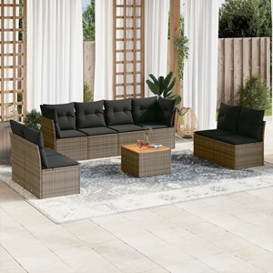 Maison exclusive - salon de jardin 9 pcs avec coussins gris résine tressée
