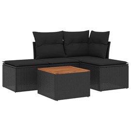 Maison exclusive - salon de jardin 5 pcs avec coussins noir résine tressée