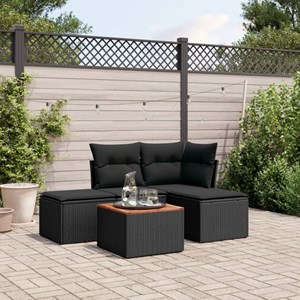 Maison exclusive - salon de jardin 5 pcs avec coussins noir résine tressée