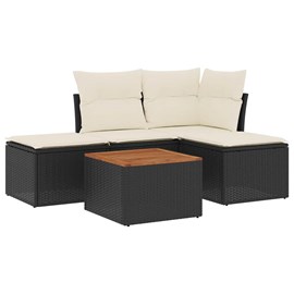 Maison exclusive - salon de jardin 5 pcs avec coussins noir résine tressée