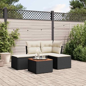 Maison exclusive - salon de jardin 5 pcs avec coussins noir résine tressée