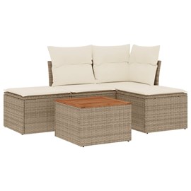 Maison exclusive - salon de jardin avec coussins 5 pcs beige résine tressée
