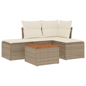 Maison exclusive - salon de jardin avec coussins 5 pcs beige résine tressée
