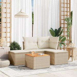 Maison exclusive - salon de jardin avec coussins 5 pcs beige résine tressée