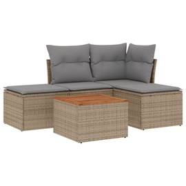 Maison exclusive - salon de jardin avec coussins 5pcs mélange beige résine tress