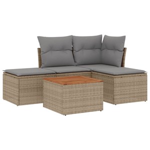 Maison exclusive - salon de jardin avec coussins 5pcs mélange beige résine tress