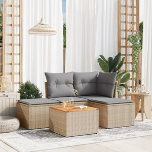 Maison exclusive - salon de jardin avec coussins 5pcs mélange beige résine tress