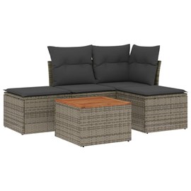 Maison exclusive - salon de jardin 5 pcs avec coussins gris résine tressée