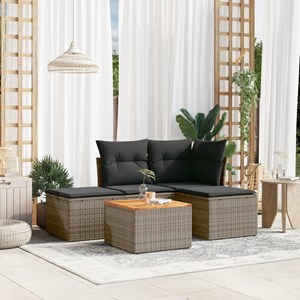 Maison exclusive - salon de jardin 5 pcs avec coussins gris résine tressée