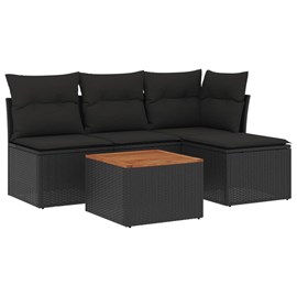 Maison exclusive - salon de jardin 5 pcs avec coussins noir résine tressée