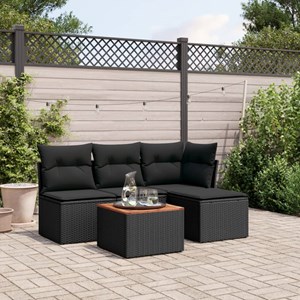 Maison exclusive - salon de jardin 5 pcs avec coussins noir résine tressée