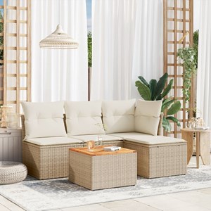 Maison exclusive - salon de jardin avec coussins 5 pcs beige résine tressée