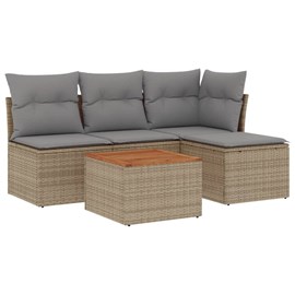Maison exclusive - salon de jardin avec coussins 5pcs mélange beige résine tress