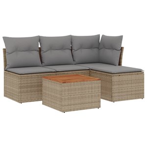 Maison exclusive - salon de jardin avec coussins 5pcs mélange beige résine tress