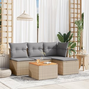 Maison exclusive - salon de jardin avec coussins 5pcs mélange beige résine tress