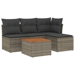 Maison exclusive - salon de jardin 5 pcs avec coussins gris résine tressée