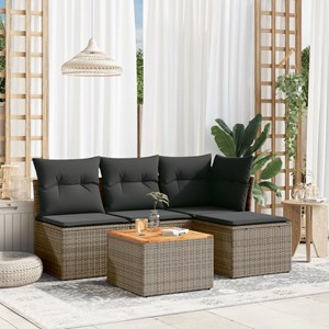 Maison exclusive - salon de jardin 5 pcs avec coussins gris résine tressée