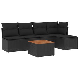 Maison exclusive - salon de jardin 6 pcs avec coussins noir résine tressée