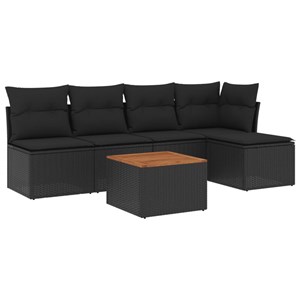 Maison exclusive - salon de jardin 6 pcs avec coussins noir résine tressée