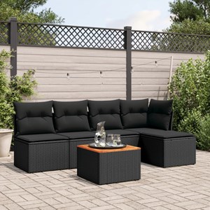 Maison exclusive - salon de jardin 6 pcs avec coussins noir résine tressée
