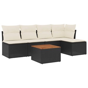 Maison exclusive - salon de jardin 6 pcs avec coussins noir résine tressée