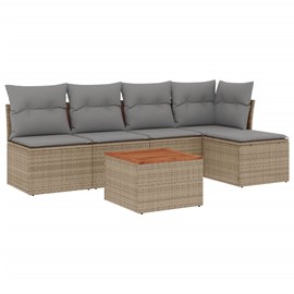 Maison exclusive - salon de jardin avec coussins 6pcs mélange beige résine tress