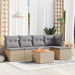 Maison exclusive - salon de jardin avec coussins 6pcs mélange beige résine tress