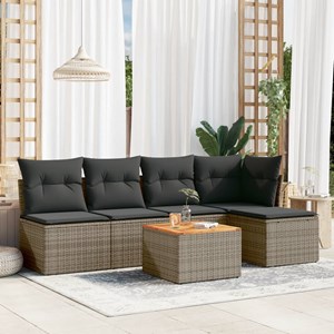 Maison exclusive - salon de jardin 6 pcs avec coussins gris résine tressée