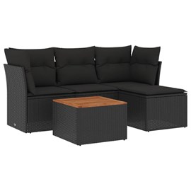 Maison exclusive - salon de jardin 5 pcs avec coussins noir résine tressée