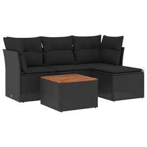 Maison exclusive - salon de jardin 5 pcs avec coussins noir résine tressée