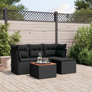 Maison exclusive - salon de jardin 5 pcs avec coussins noir résine tressée
