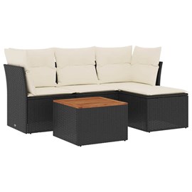 Maison exclusive - salon de jardin 5 pcs avec coussins noir résine tressée