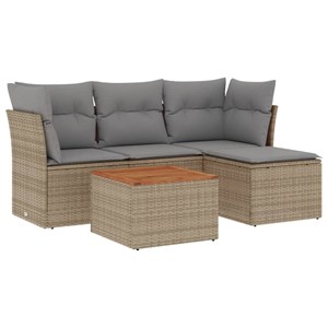 Maison exclusive - salon de jardin avec coussins 5pcs mélange beige résine tress
