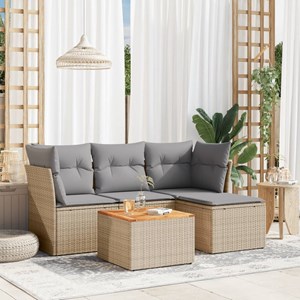 Maison exclusive - salon de jardin avec coussins 5pcs mélange beige résine tress