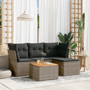 Maison exclusive - salon de jardin 5 pcs avec coussins gris résine tressée