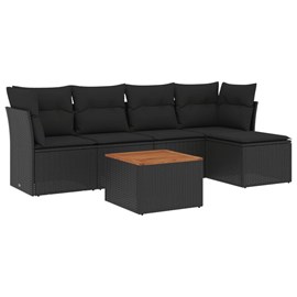 Maison exclusive - salon de jardin 6 pcs avec coussins noir résine tressée