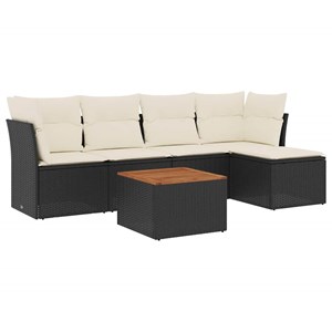 Maison exclusive - salon de jardin 6 pcs avec coussins noir résine tressée