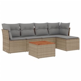 Maison exclusive - salon de jardin avec coussins 6pcs mélange beige résine tress