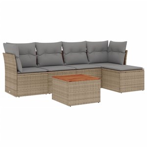 Maison exclusive - salon de jardin avec coussins 6pcs mélange beige résine tress