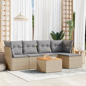 Maison exclusive - salon de jardin avec coussins 6pcs mélange beige résine tress