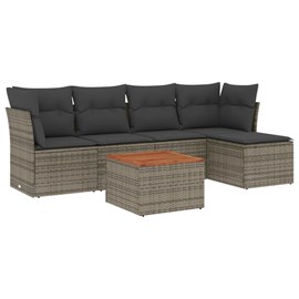 Maison exclusive - salon de jardin 6 pcs avec coussins gris résine tressée