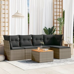 Maison exclusive - salon de jardin 6 pcs avec coussins gris résine tressée