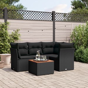 Maison exclusive - salon de jardin 5 pcs avec coussins noir résine tressée