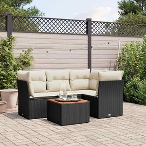 Maison exclusive - salon de jardin 5 pcs avec coussins noir résine tressée