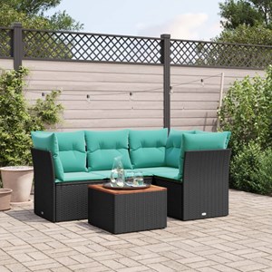 Maison exclusive - salon de jardin 5 pcs avec coussins noir résine tressée
