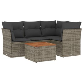 Maison exclusive - salon de jardin 5 pcs avec coussins gris résine tressée